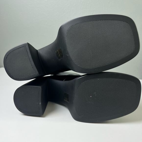 Free People Double Stack Black Patent Leather Platform Boots 8.5 - Picture 10 of 11